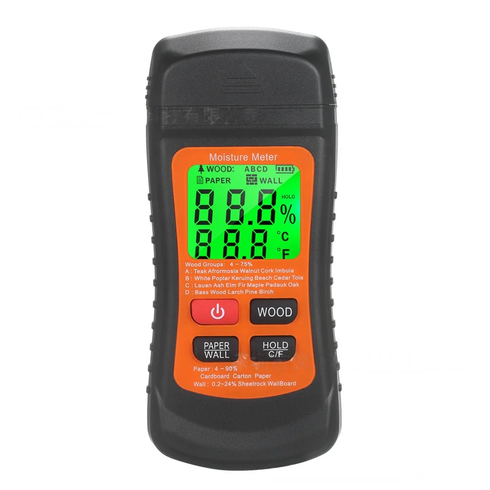 

3-in-1 moisture meter with probe for wood drywall cardboard industrial grade precision tester