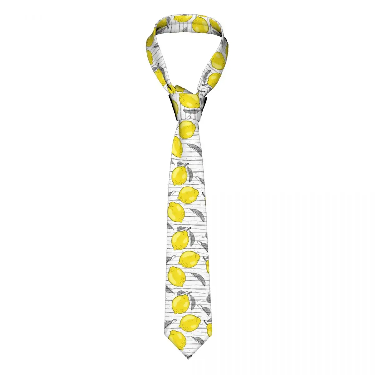 

Lemon Fresh Yellow Tropical Style Fruit Stripes Neckties Men Casual Polyester 8 cm Narrow Neck Ties for Men Accessories Gravatas