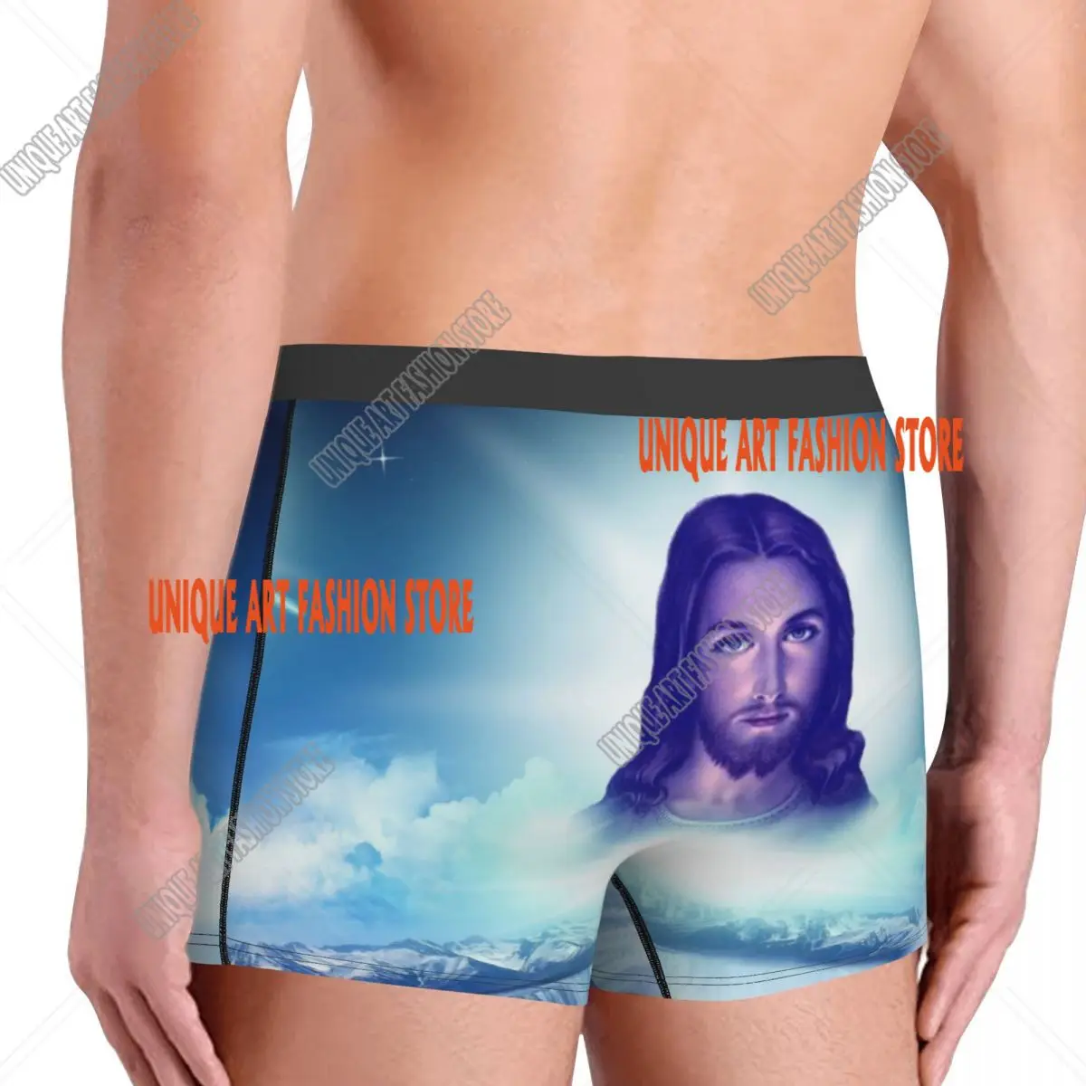 Benutzerdefinierte Retter Jesus Christus Unterwäsche Männer Atmungsaktive Christian Gott Boxer Briefs Shorts Höschen Weiche Unterhose Für Homme