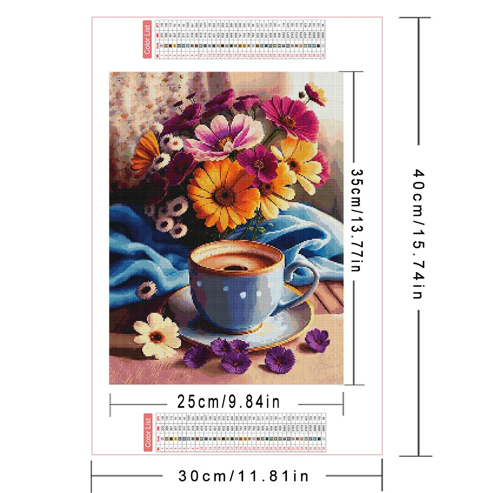 AZQSD Diamond Embroidery 5D Daisy Flower Picture Of Rhinestones Landscape Diamond Painting Art Floral Coffee Cup Diy Gift