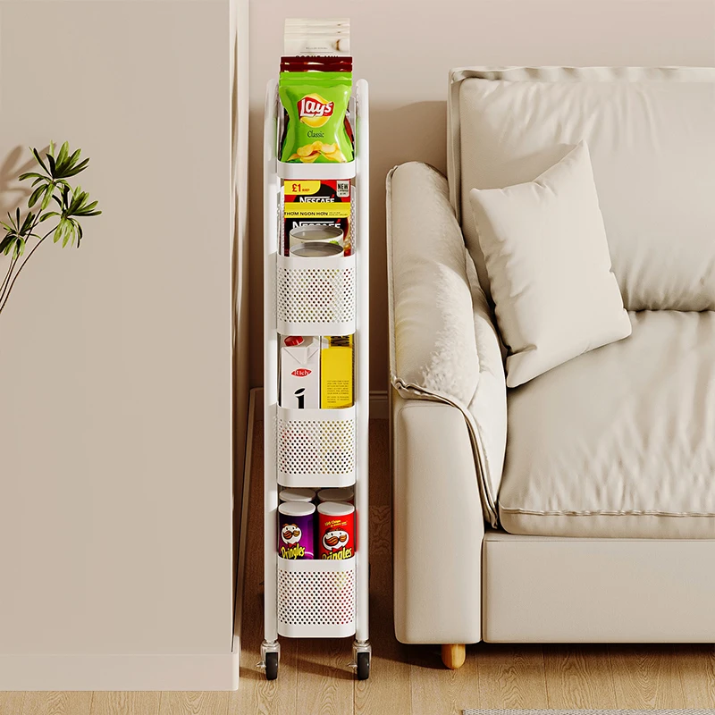 Cream wind crevice snack rack living room household multi-functional crevice storage cabinet sofa side mobile trolley