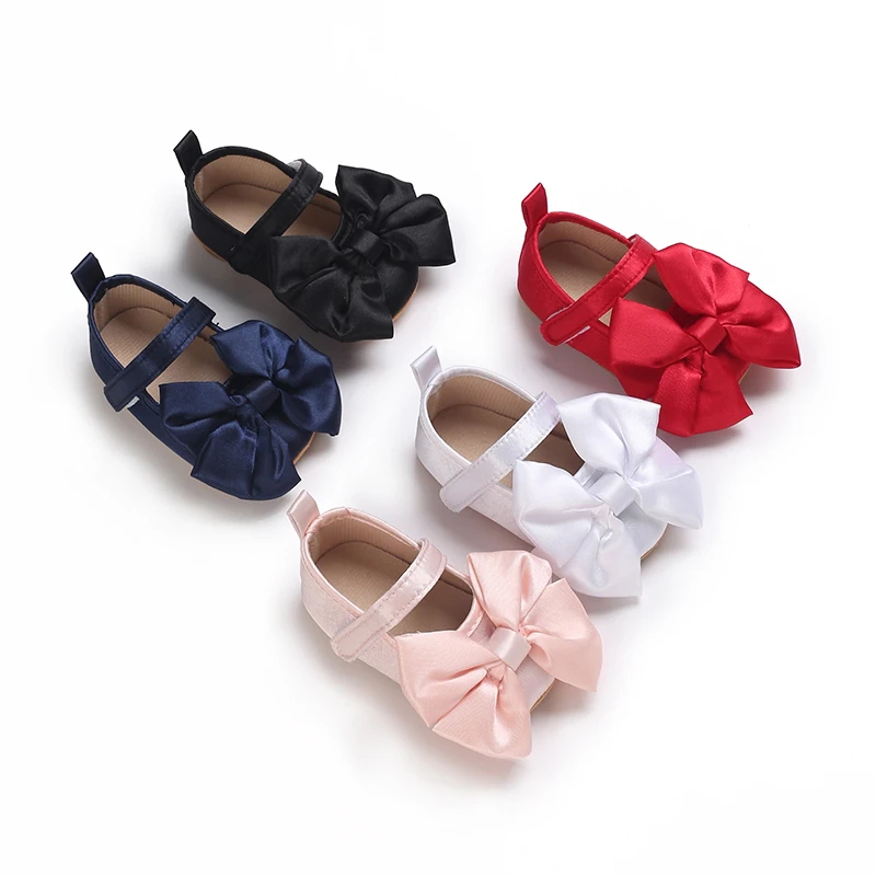 5 Colors Cute Big Bow Baby Girl Princess shoes Baby Moccasins Moccs Shoes Bow Fringe Rubber Soled Non-slip Footwear Crib Shoes