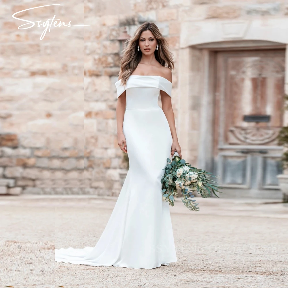 SSYTENS Elegant Mermaid Wedding Dresses Off the Shoulder Sexy Bridal Gowns Backless Bride Dress Customized vestidos de novia