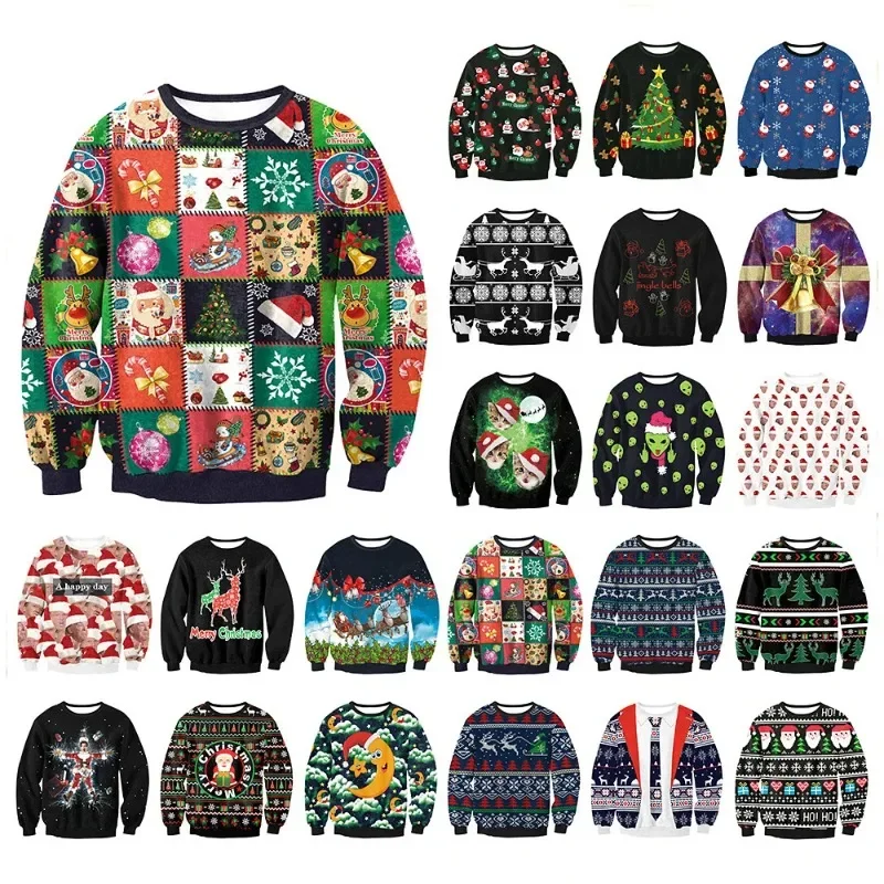 Men Women Ugly Christmas Sweater Funny Humping Reindeer Climax Tacky Christmas Jumpers Tops Couple Holiday Party Xmas Sweatshirt