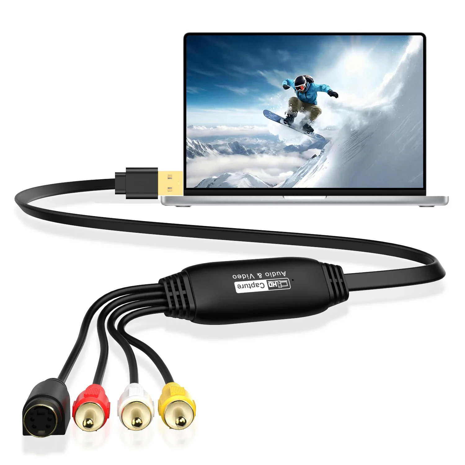 USB2.0 Male vs Female RCA AV Audio Video Capture Card CVBS S-Video Grabber Record for VHS DVD Player VCR DV TV Box To Laptop PC