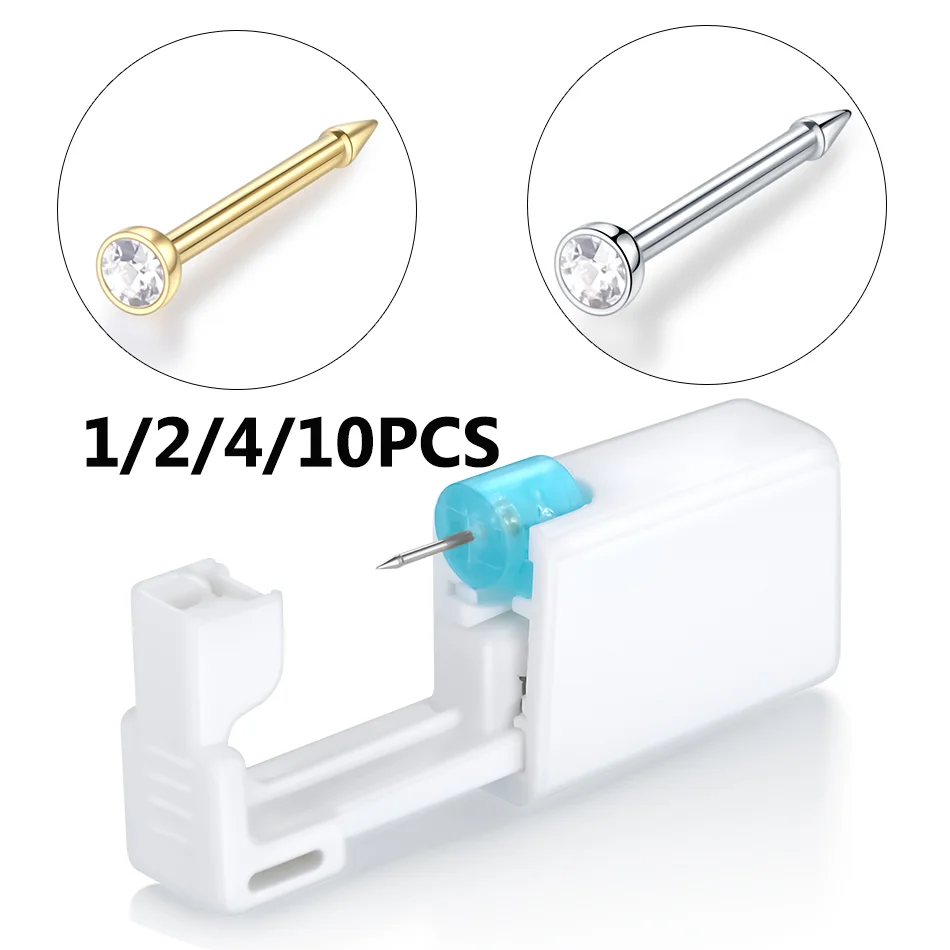 Unidad de perforación de oreja estéril desechable, pistola para Piercing de cartílago, hélice, nariz, sin dolor, Kit de máquina de herramientas, joyería, 1/10 ud.