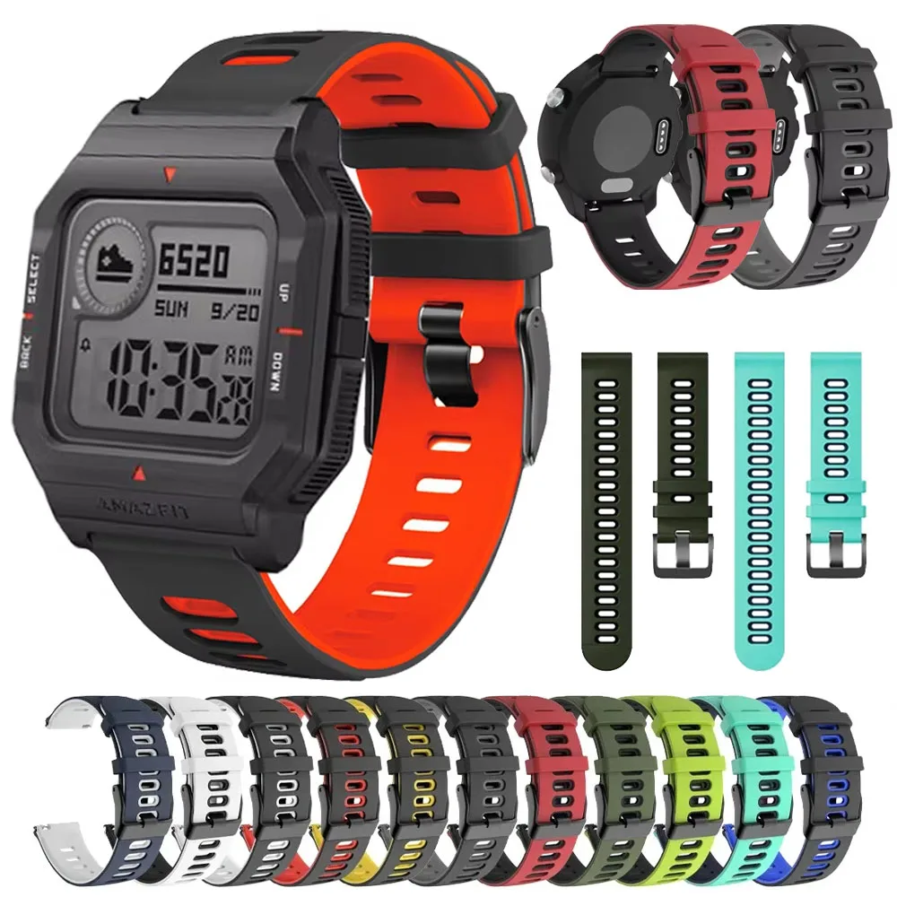 Bracelet en Silicone 20mm 22mm, pour Amazfit GTS/GTR4 3 2 42mm 47mm Bip 6 5 3, Bracelet de montre pour Amazfit Neo Active 3 2/Max/Helio