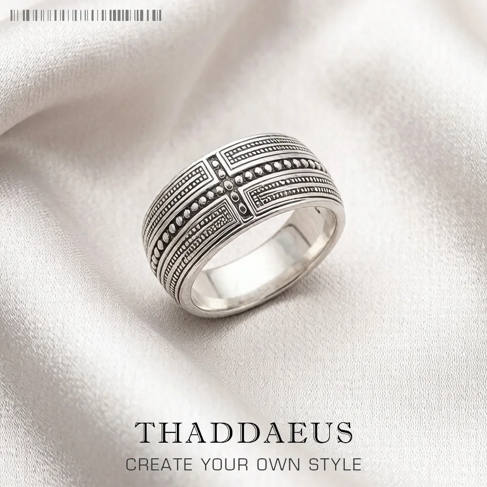 Band Ring Cross Brand New Europe Style Vintage Fashion Jewerly For Women Men Gift In 925 Sterling Silver
