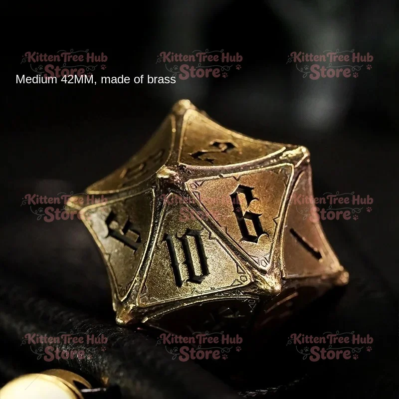 Large D20 Gate Brass Dice Twenty-Sided Board Game Running Group Metal Color Support Size Customization
