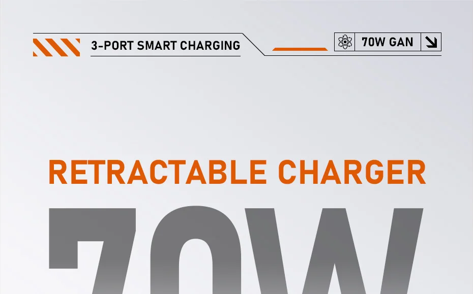 Hagibis 70W GaN USB-C Charger with Retractable Cable and Display