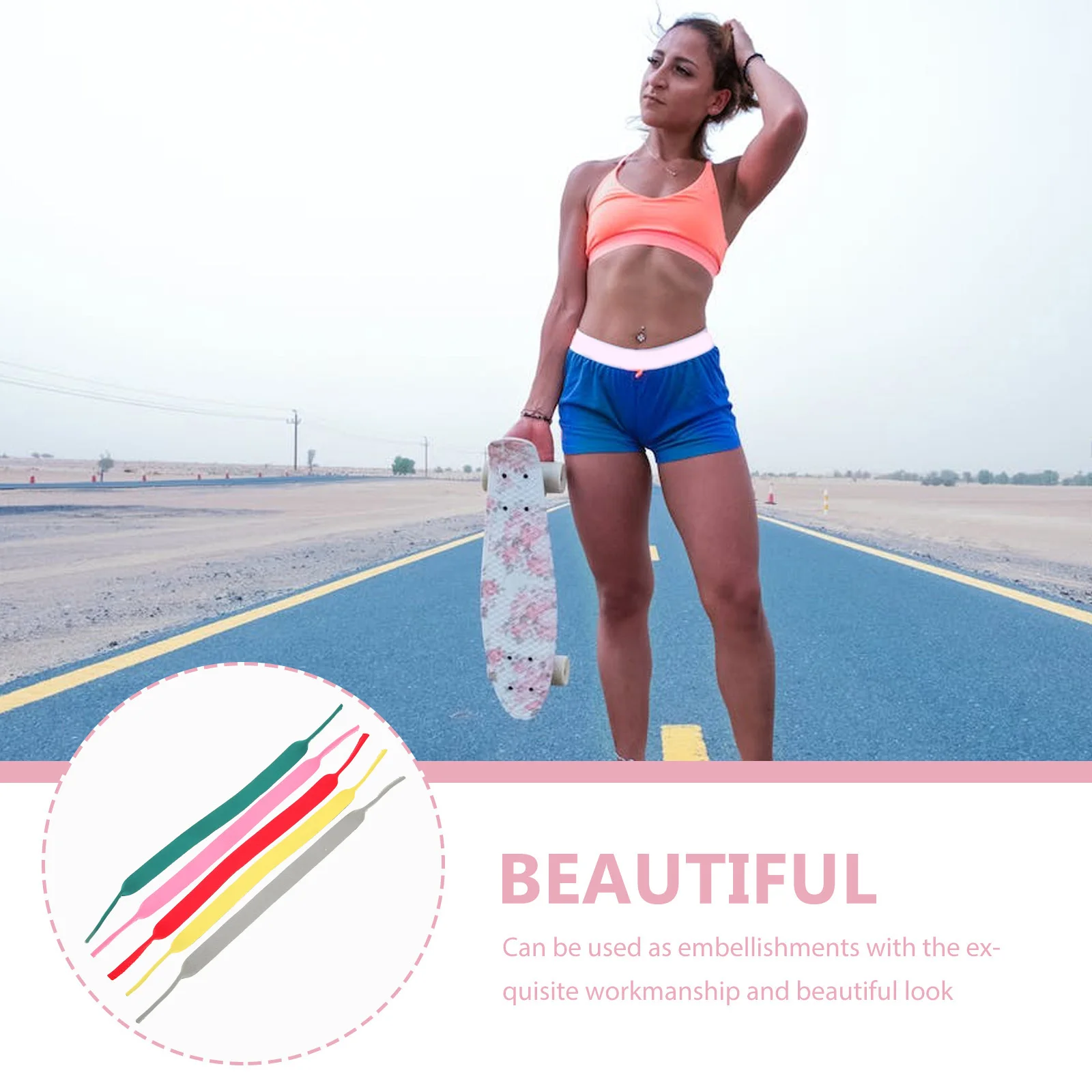 

5 Pcs Sports Glasses Strap Anti shedding Elastic Neoprene Straps for Sunglasses Eyewear Holders Lanyard Green Red Yellow Grey