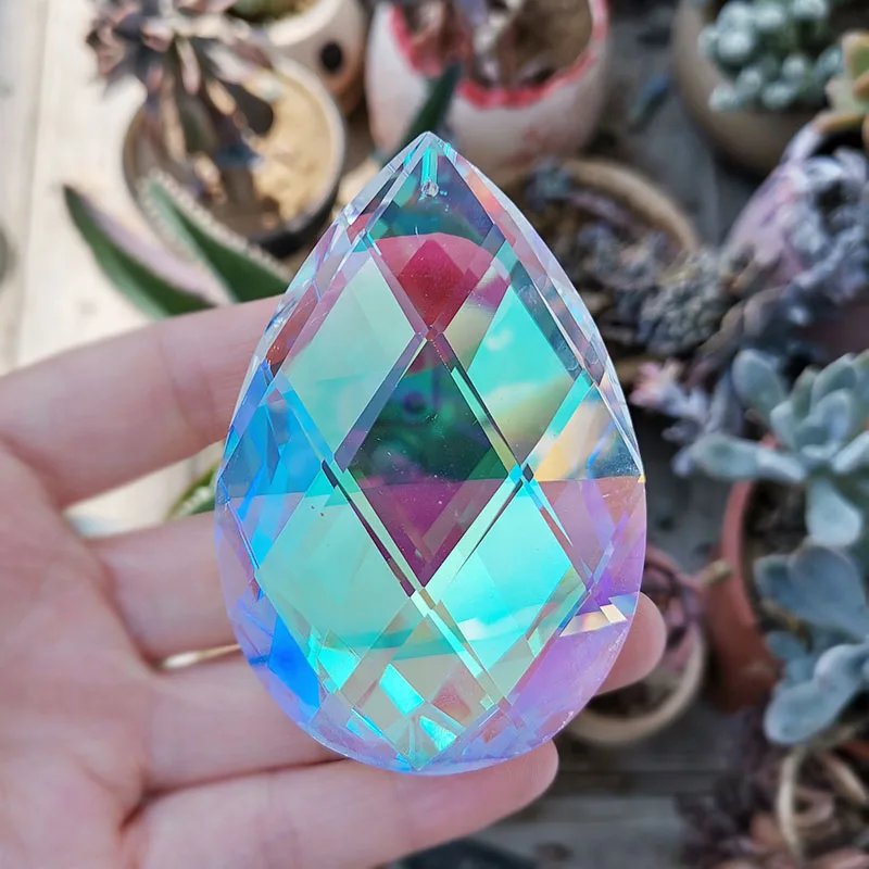50/76mm Crystal Prism Suncatcher Hanging Grid Pendant Rainbow Chandelier Lamp Parts Home Wedding Window Decor Sun Catcher