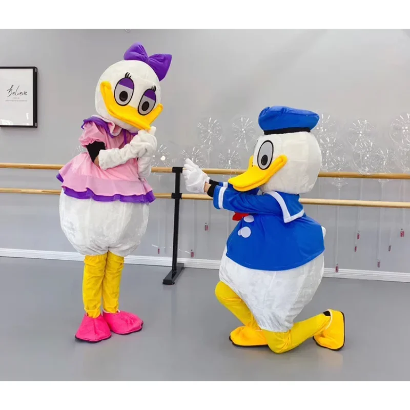 Donald Duck Puppenkostüm, niedliche Cartoon-Ente, Kopfbedeckung, Requisiten, Puppenkostüm, Charakter, Anziehkleidung, Gänseblümchen, 1-teilig