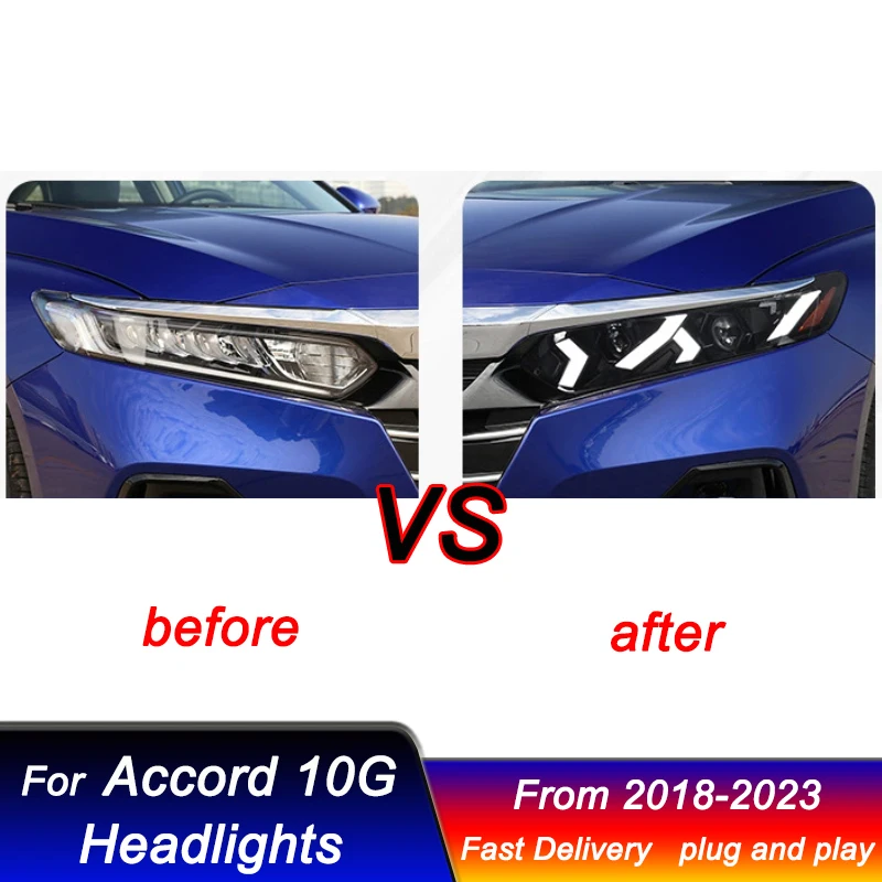 Car Headlights For HONDA ACCORD 10G 10.5G 18-23 modify Lamborghini style Led Head Lamp DRL Dynamic Signal Front light Assembly