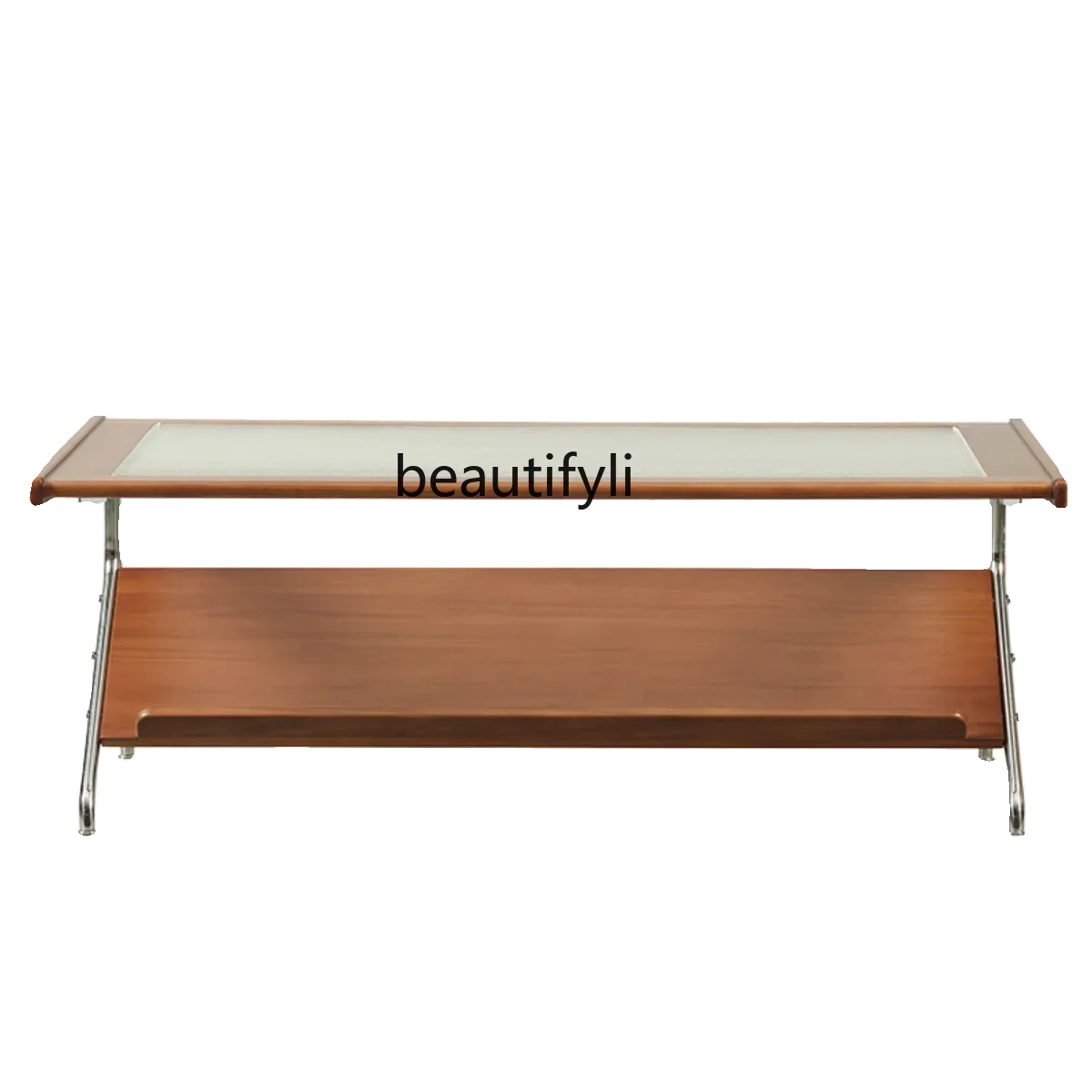 xzChanghong glass coffee table with transparent water ripples, tea table, living room home simple solid wood tea table