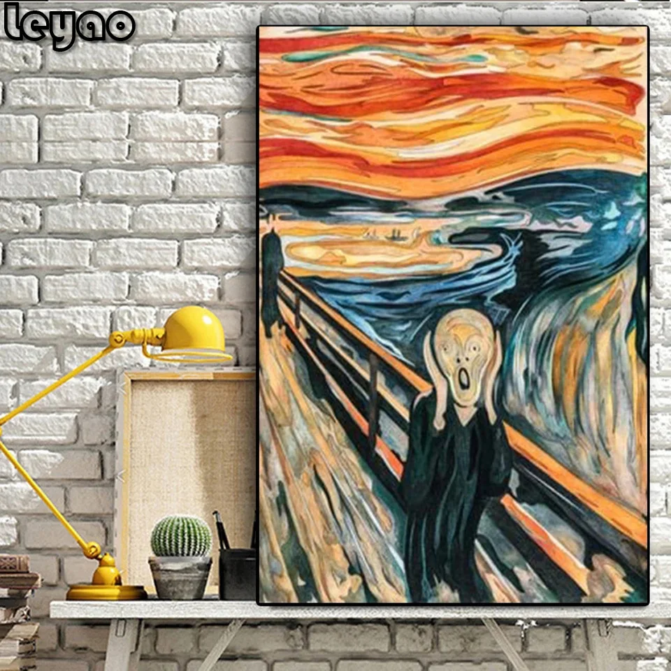 DIY Diamond Painting Famous The Scream Edvard Munch Full Diamond Embroidery 5d Cross Stitch Mosaic Kits rhinestones Decor Gift