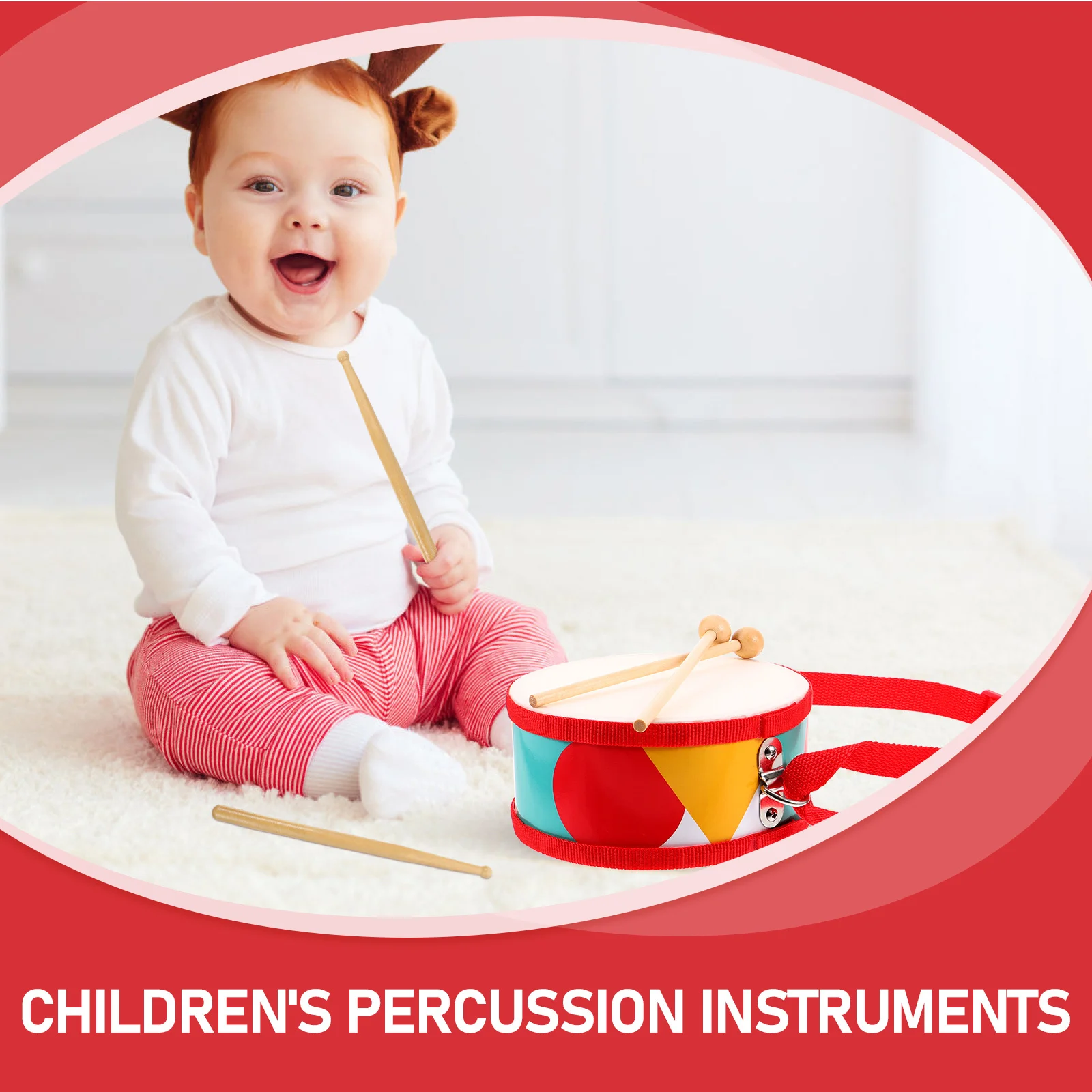 1 مجموعة على الوجهين الصغيرة كمين طبل قرع أداة التعليمية الموسيقى مجموعة طبلة لتنمية الدماغ #4