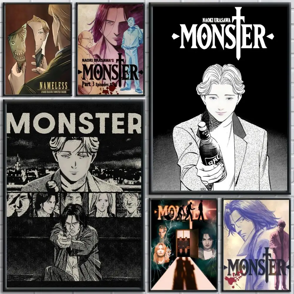 Pintura de monstruo de Anime n-naoki Urasawa, caligrafía, arte de pared, carteles en lienzo, arte de fiesta para decoración de habitación, decoración de pared estética