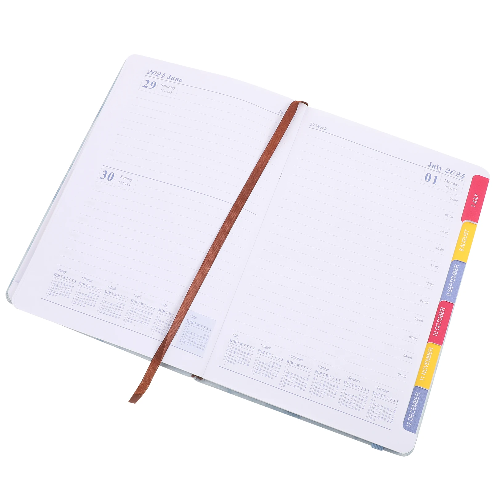

English Notepad 2024 Planner Blue Elastic Band Academic Notebook Writing Book Schedule Goals School Work Home Use Student Diary
