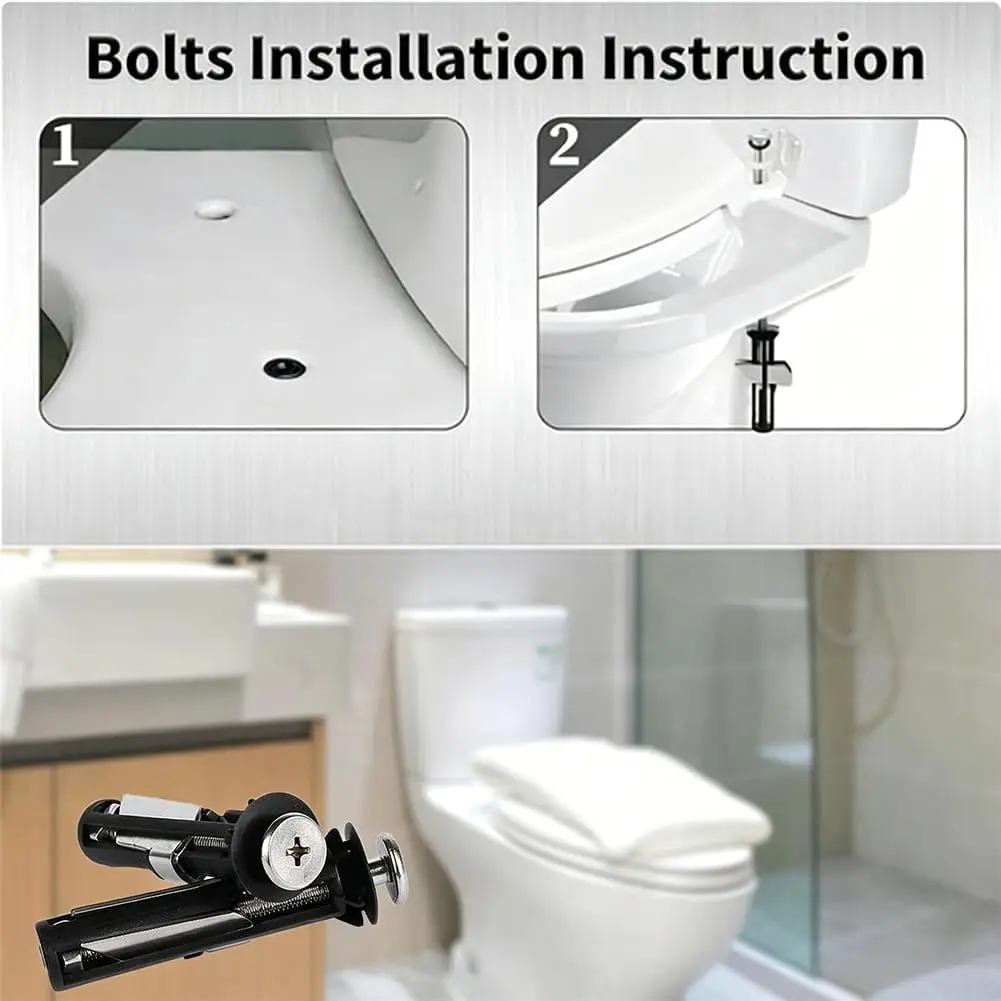 Toilet Seat Fastener Bolt Stainless Steel Tank Toilet Screw Hinge Bathroom Retractable Top Mount Nut Bolts Toilet Cover Bolt Kit