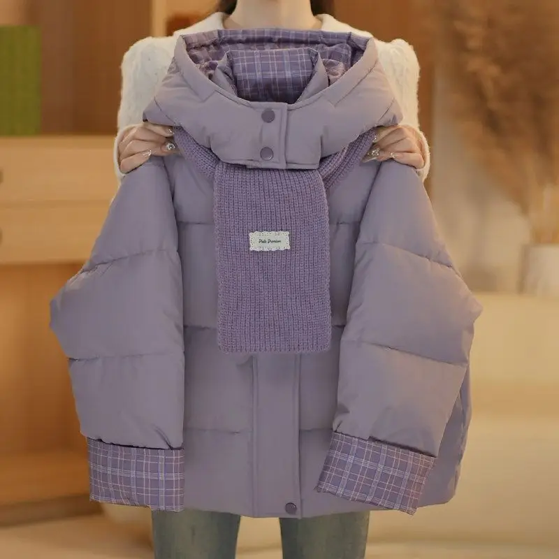 OLEKID Winter Children Girls Parkas 4-14Yrs Teens Girls Padded Outerwear with Scarf Hooded Thick Warm Junior Girls Winter Jacket