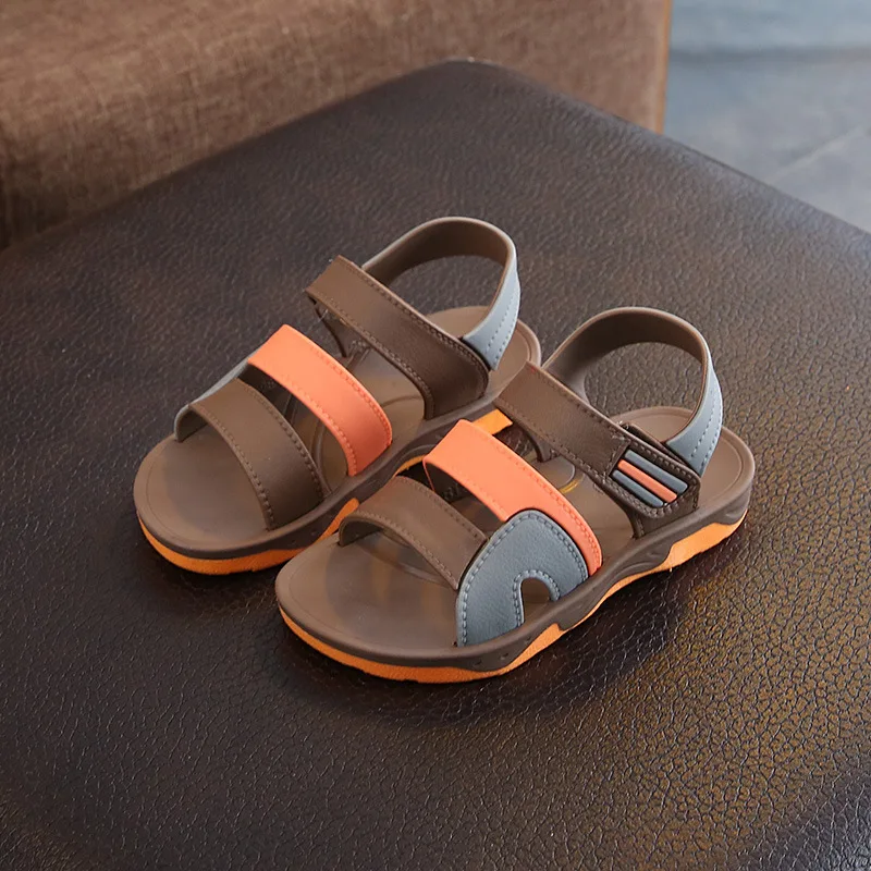 Children Beach Sandals Students Non-slip Shoes Simple Generous Boys Sandals Wear and Off Easy Soft Bottom Kids Casual Footwear