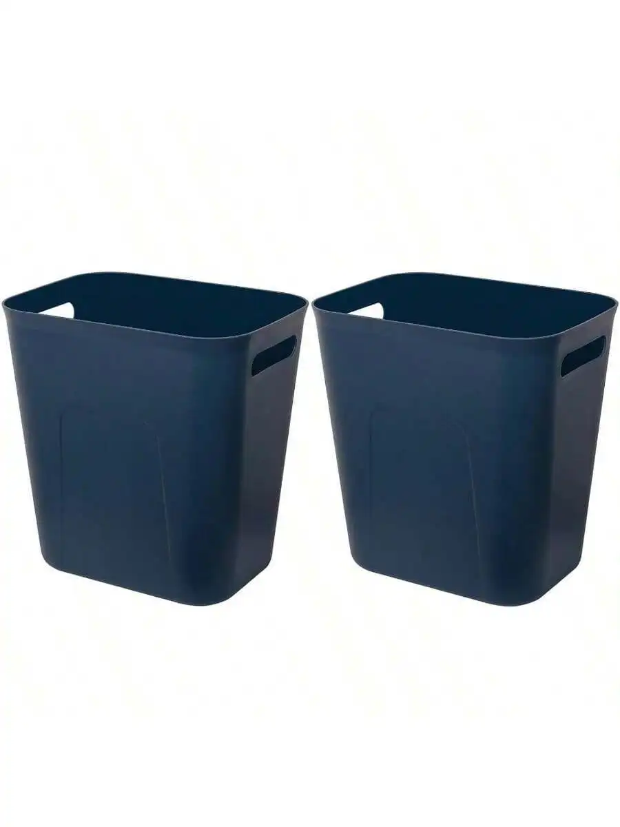

Plastic Small Trash Can Wastebasket For Bathroom Laundry Kitchen Office 3.5 Gallon Blue 2 Pack