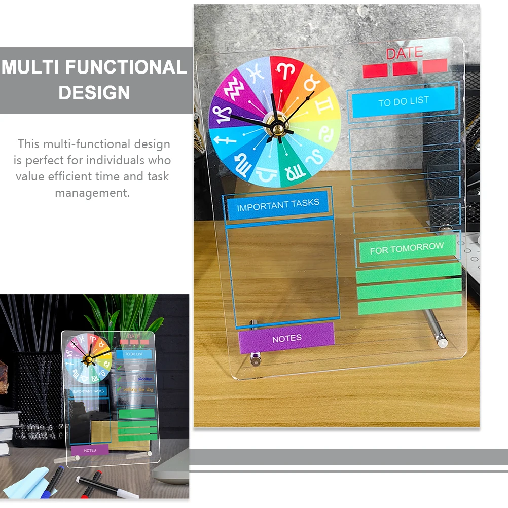 1 مجموعة 1 مجموعة مكتب ساعة السبورة الاكريليك سطح المكتب مخطط مجلس مكتب منظمة المنزل لتقوم بها بنفسك رسالة قابلة للمسح المفكرة منضدية