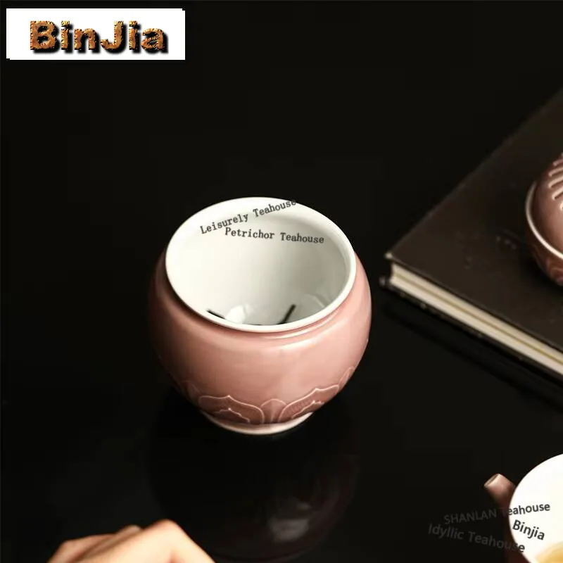 450ml Purple Red Glaze Handmade Tea Washing Lotus Petal Jianshui Tea Washing Basin Writing-brush Washer Tea Dust Cylinder Barrel