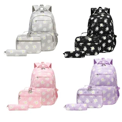 E74B 3pcs Large Capacity Printed School Backpack with Lunch Bag Pencil Case Set Perfect for School Work Travel Daily Use