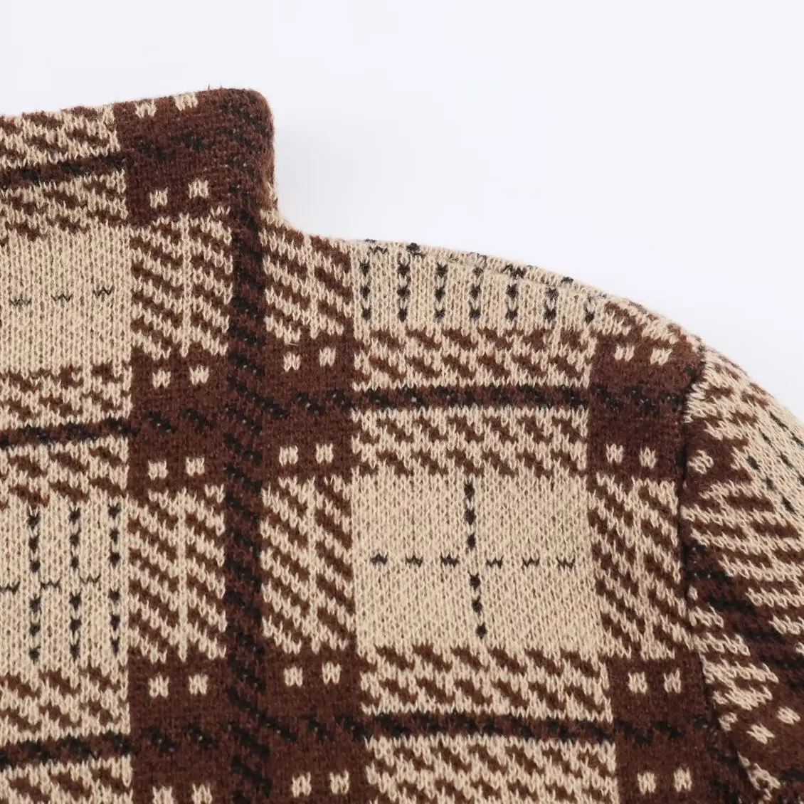 Faionable اللون بلو منقوشة محبوك سترة JNLEAOG المرأة الخريف جديد Sle فضفاضة تناسب طويلة Sve ألياف البوليستر الدفء #3