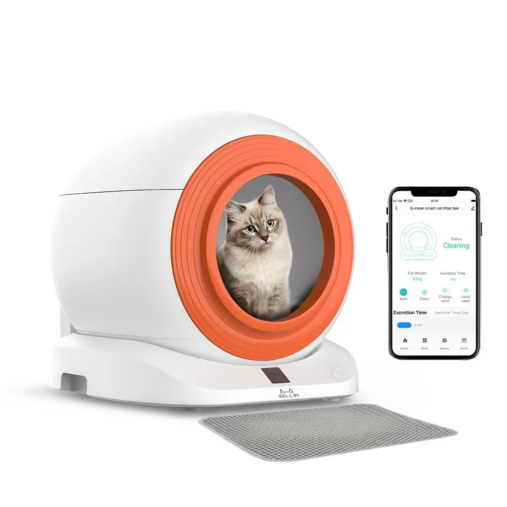 Extra Large 65L+9L Self Cleaning Litter Box All Litter Compatible Odor Control App Control Multiple Cats Custom