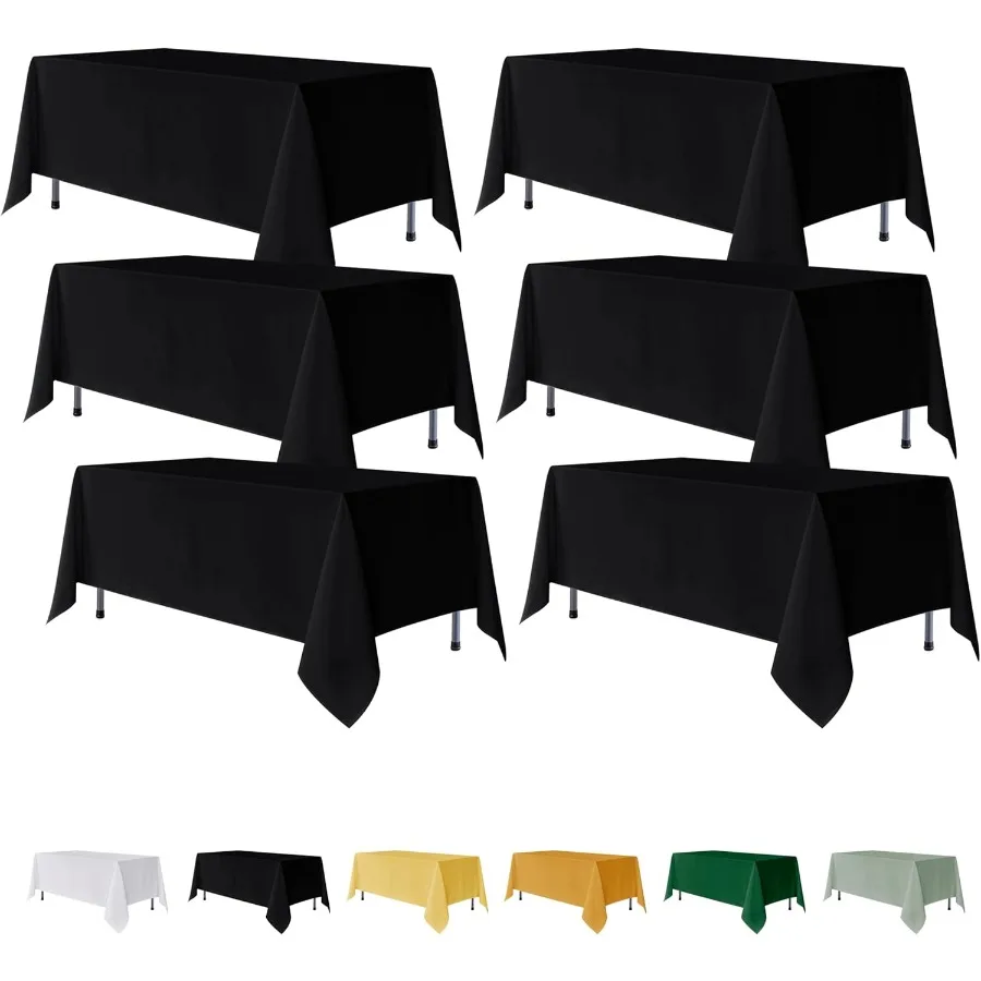 

Fitale 6 Pack lack Recle Tale Clotes - 70 x 120 Inc - Wrinkle and Stain Resistant Faric Taleclots Wasale Polyester Tale Covers