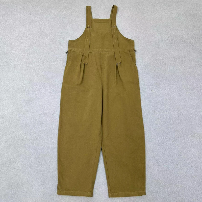 Johnature 2025 ใหม่Retro Cargo Bib Bodysuitsผู้หญิงฤดูใบไม้ร่วงใหม่สบายๆหลวมขาตรงแขนกุดJumpsuits