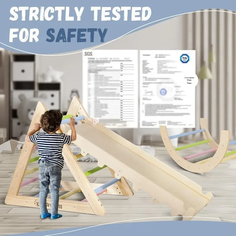 Wooden Baby Fitness Rack Baby Children Climbing Rack Indoor Slide