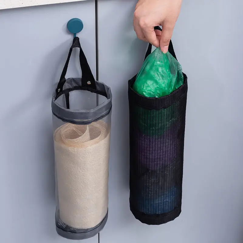 1pc Trash Hanging Storage Plastic Bags Organization Kitchen Dispenser Garbage Wall Mounred Grocery Holder Home Grocery Bag