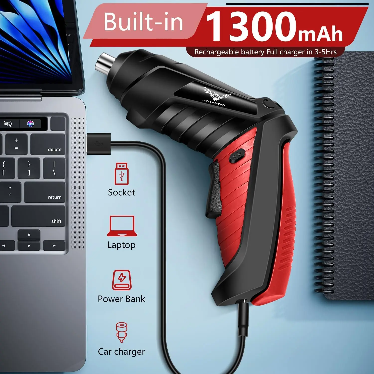 Electric ScrewdriverElectric Screwdriver Cordless Rechargeable Small Power Drill Set 3.6V Li-ion 3.5Nm Max Torque Electric Rotat