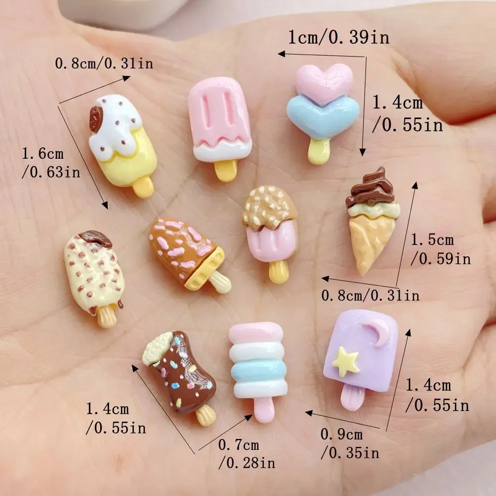 10PC New Cute Resin Mini Cartoon Animal Popsicle Series Flat Back Manicure Parts Embellishments For Hair Bows Accessories
