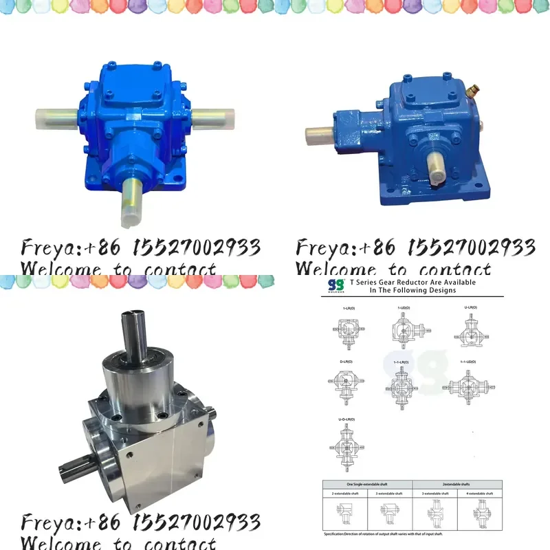 T Series 90 Degree Bevel Gear Box 1:1 3 Way Bevel Gearboxes Right Angle Hollow Shaft Gearbox Reducer