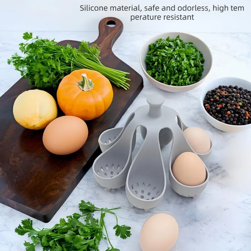 1pc Silicone Egg Cooker High-Temperature Resistant Silicone Steaming Eggs Boiler for Home Quick Breakfast Prep Kitchen Tools