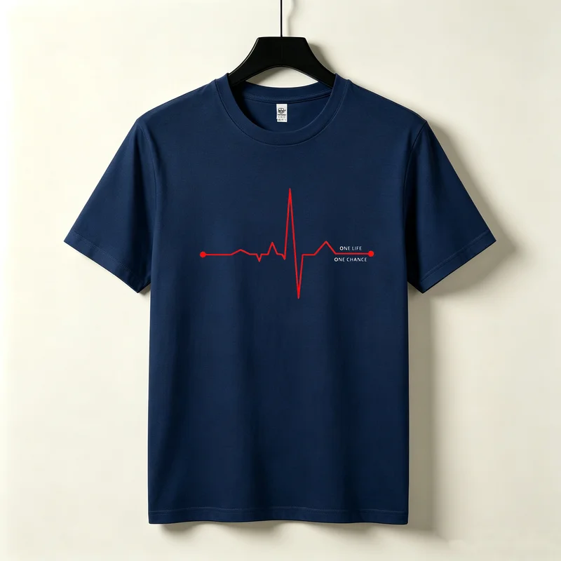 One Life One Chance Heartbeat T-Shirt Red Pulse Line Graphic Tee Inspirational Casual Cotton Shirt for Unisex Y2k Top Harajuku