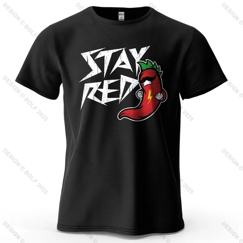 Chili Themed Printed Casual Short Sleeved New Personalized Men's and Women's Clothing Soft and Skin Friendly Fashionable T-shirt