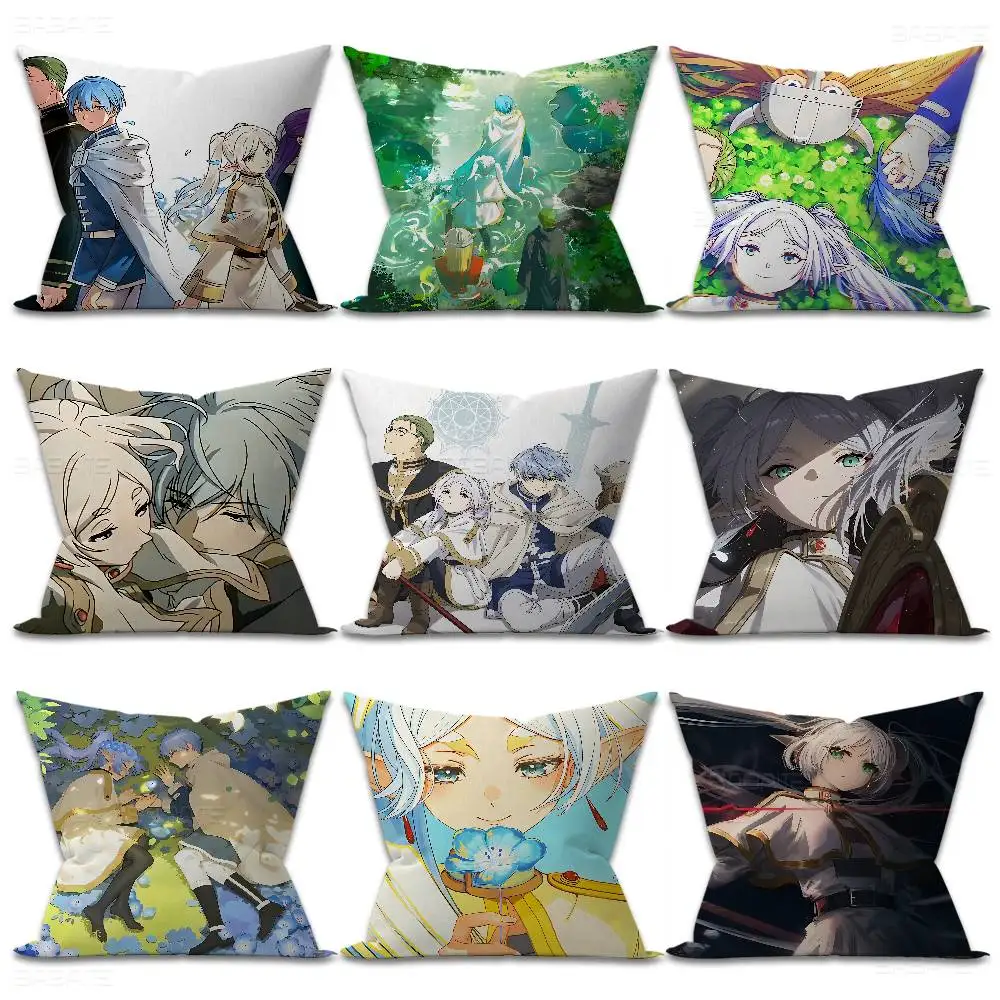 Japanese F-Frieren Anime Cushion Cover Pillowcase Upholstery Sofa Throw Pillow Home Decor Pillowcas