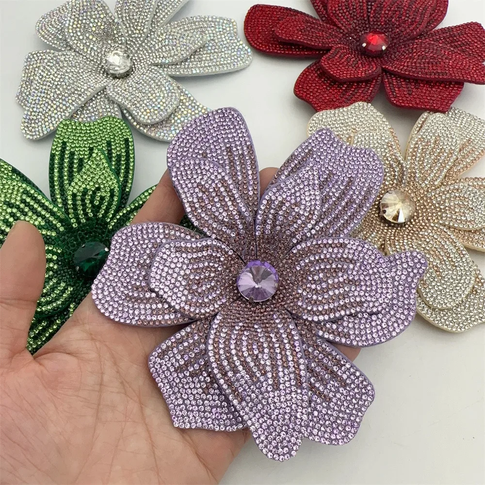

Luxury 3D Rhinestone Flower Patches with Sew-On Style Applique For Wedding Dresses DIY