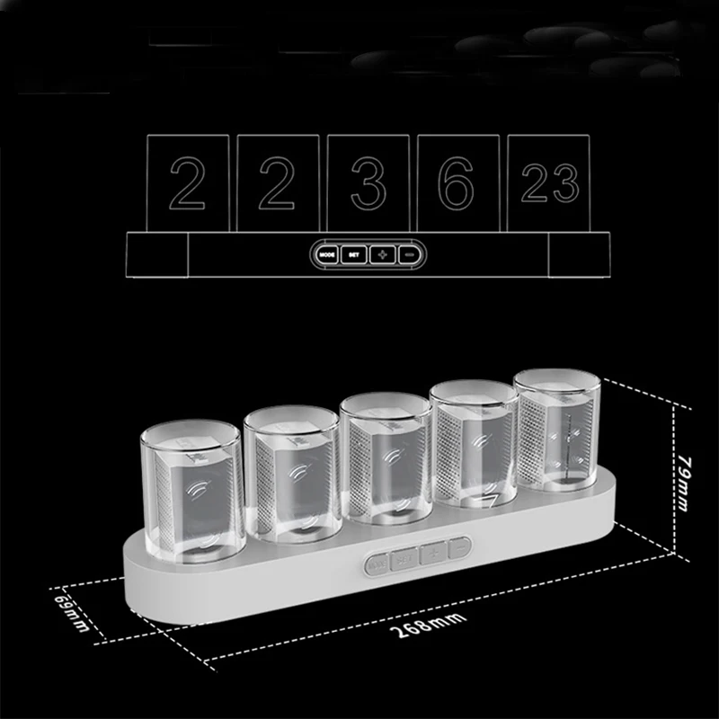 Wholesale Hot Style Nixie Tube Smart Alarm Wireless Charger Digital Voice Control Electronic RGB Clock