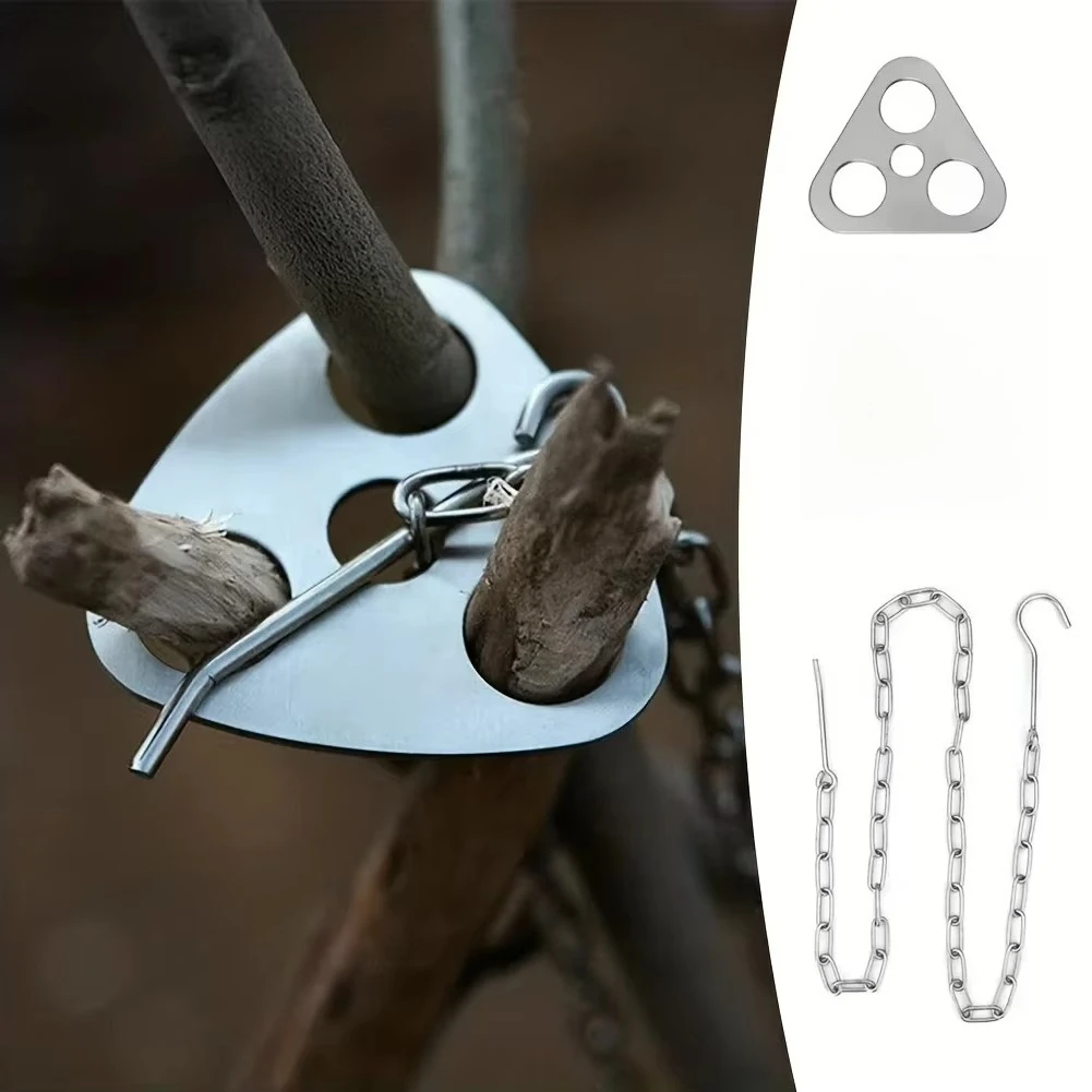 Outdoor BBQ Tripod Portable Detachable Hanging Rack Steel Camping Bonfire Pot Set