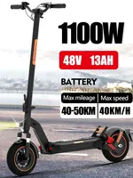 DT08 Peak 1100W 48V 13AH Electric Scooter Max Speed 40-50km/h 10 Inch All Terrain Tyres Range 50km EU Stock Foldable Escooter