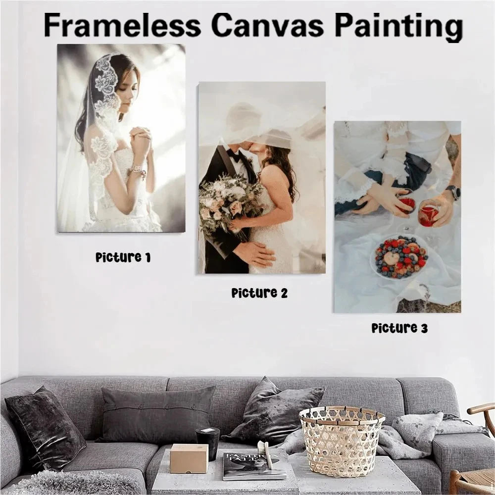1pc Frameless Personalize Custom Photo marry Canvas Painting Black White Posters And Prints Living Room Aesthetic Room Decor