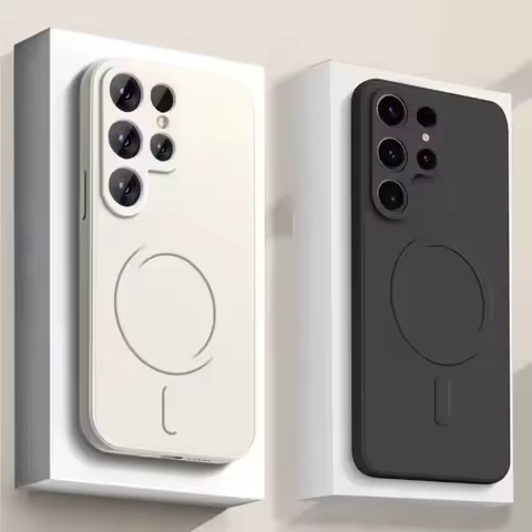 Luxury Liquid Silicone Magnetic Wireless Charge Case For Samsung S25 Edge S24 S23 Ultra S22 S21Plus For Magsafe Shockproof Cover