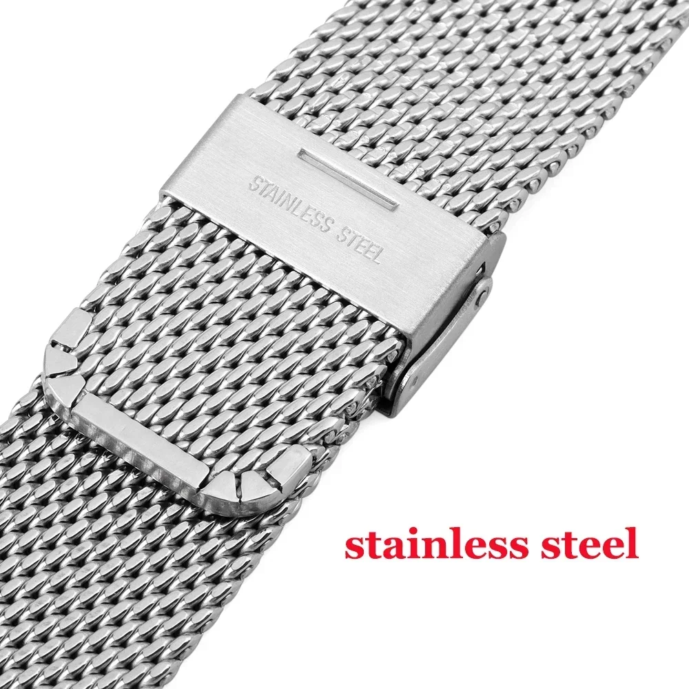 1.0mm Milanese Mesh Stainless Steel Watch Band Quick Release 3mm Thickness Coarse Heavy Wriststrap Metal Bracelet 18 20 22 24mm